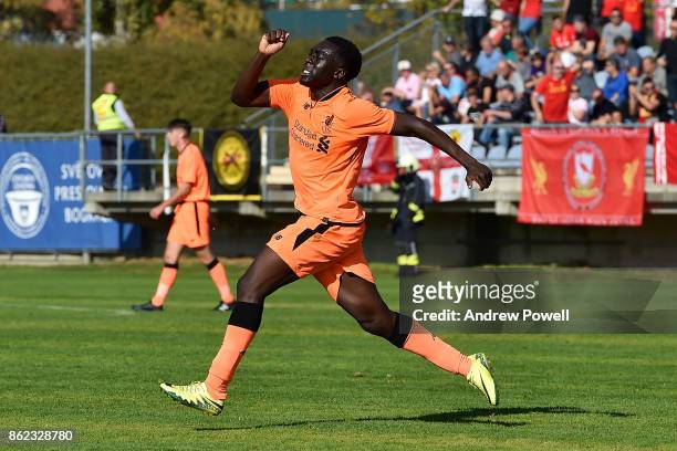 Bobby Adekanye of Liverpool celebrates after scoring the fourth goal during the UEFA Youth League group E match between NK Maribor and Liverpool FC...