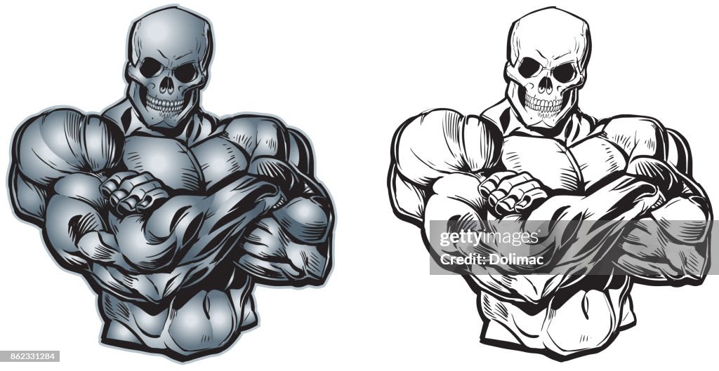 Vector De Dibujos Animados Torso Musculoso Con La Cabeza De Cráneo Ilustración de stock - Getty Images Vector De Dibujos Animados Torso Musculoso Con La Cabeza De Cráneo Ilustración de stock - Getty Images