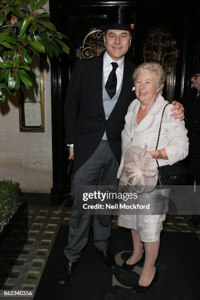 David Walliams celebrates receiving an OBE with a lunch with friends and family at Scott's restaurant in Mayfair sighting on October 17, 2017 in...