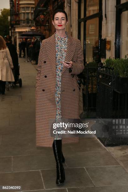 Erin O'Connor celebrates David Walliams receiving an OBE with a lunch with at Scott's restaurant in Mayfair sighting on October 17, 2017 in London,...