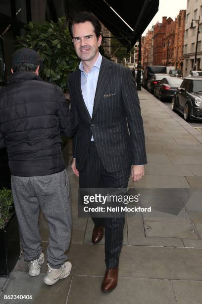 Jimmy Carr celebrates David Walliams receiving an OBE with a lunch with at Scott's restaurant in Mayfair sighting on October 17, 2017 in London,...