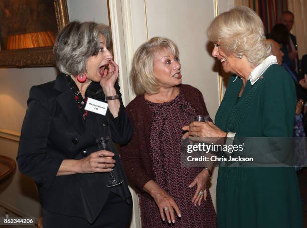 Actress Maureen Lipman, Elaine Paige and Camilla, Duchess of Cornwall attend a reception to celebrate the launch of the 'Our Amazing People' campaign...