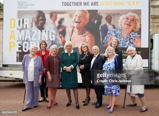 Actresses Dame Patricia Routledge, Penelope Wilton, guest, Camilla, Duchess of Cornwalll, actress Felicity Kendall, dancer Wayne Sleep, guest,...