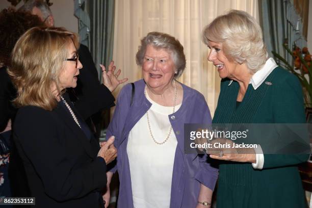 Actresses Felicity Kendall, Dame Patricia Routledge and Camilla, Duchess of Cornwalll attend a reception to celebrate the launch of the 'Our Amazing...