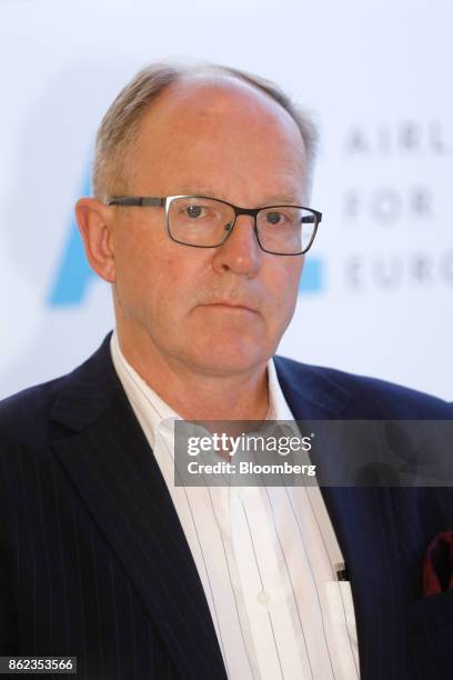 Pekka Vauramo, chief executive officer of Finnair Oyj, looks on during the Airlines For Europe Conference in Brussels, Belgium, on Tuesday, Oct. 17,...