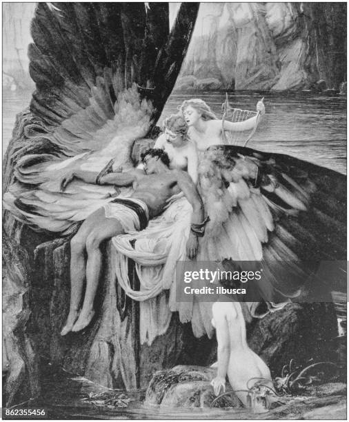 antique photo of paintings: icarus - fallen lord stock illustrations