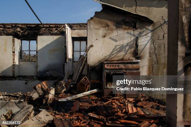 House is burnt in the village of Travanca do Mondego on October 17, 2017 in Coimbra region, Portugal. At least 37 people have died in fires in...