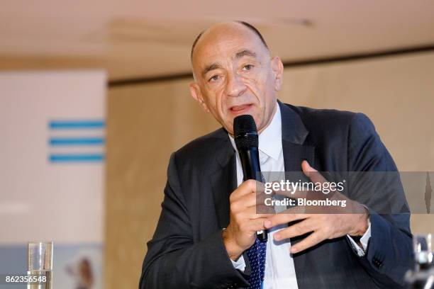 Jean-Marc Janaillac, chief executive officer of Air France-KLM Group, speaks during the Airlines For Europe Conference in Brussels, Belgium, on...