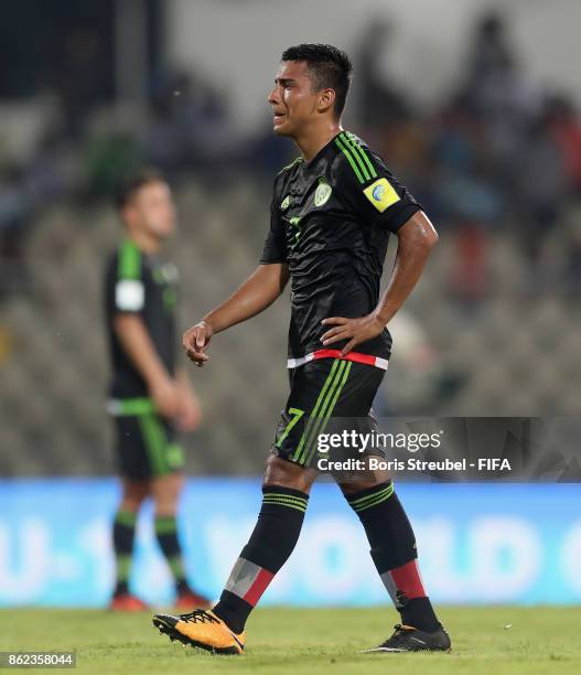 Jairo Torres of Mexico looks dejected after losing the FIFA U-17 World Cup India 2017 Round of 16 match between Iran and Mexico at Pandit Jawaharlal...