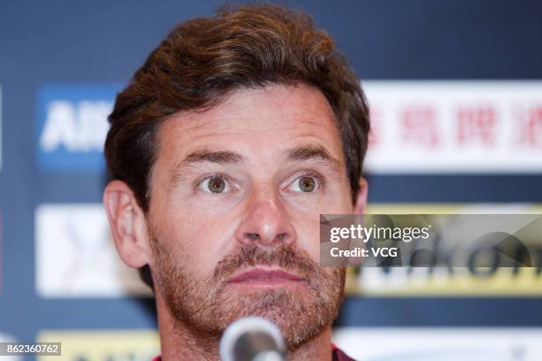 Head coach Andre Villas-Boas of Shanghai SIPG attends a press conference ahead of the AFC Champions League semi final second leg match between Urawa...