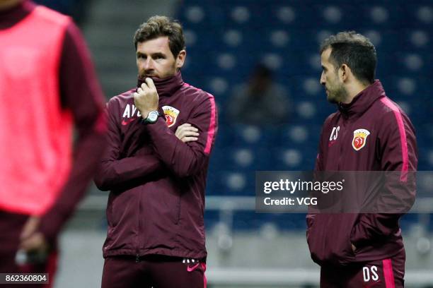 Head coach Andre Villas-Boas of Shanghai SIPG looks on during a training session ahead of the AFC Champions League semi final second leg match...