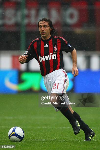 Andrea Pirlo of Milan runs with the ball during the Serie A match between AC Milan and US Citta di Palermo at the San Siro Stadium on April 26, 2009...