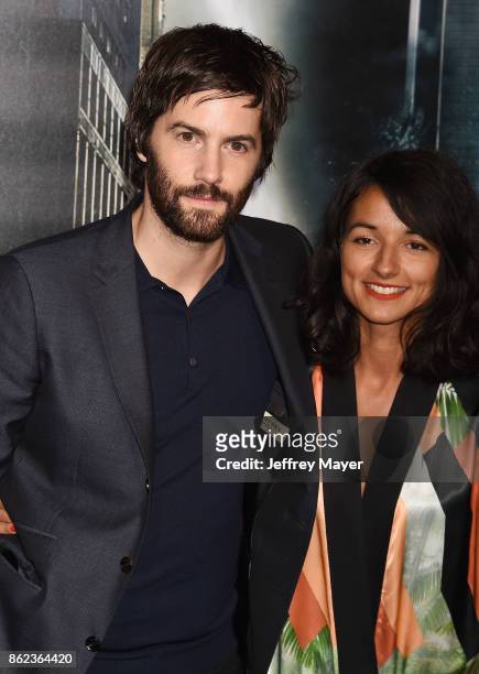 Actor Jim Sturgess and actress Dina Mousawi attend the premiere of Warner Bros. Pictures' 'Geostorm' at the TCL Chinese Theatre on October 16, 2017...