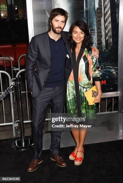 Actor Jim Sturgess and actress Dina Mousawi attend the premiere of Warner Bros. Pictures' 'Geostorm' at the TCL Chinese Theatre on October 16, 2017...