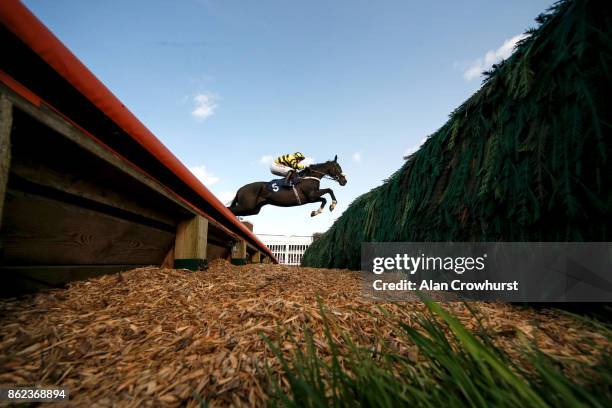 Ben Poste riding That's The Deal clear the open ditch on their way to winning The 32Red Handicap Steeple Chase at Huntingdon racecourse on October...