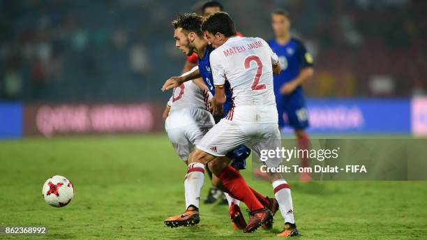 Amine Gouiri of France and Mateu Jaume of Spain in action during the FIFA U-17 World Cup India 2017 Round of 16 match between France and Spain at...