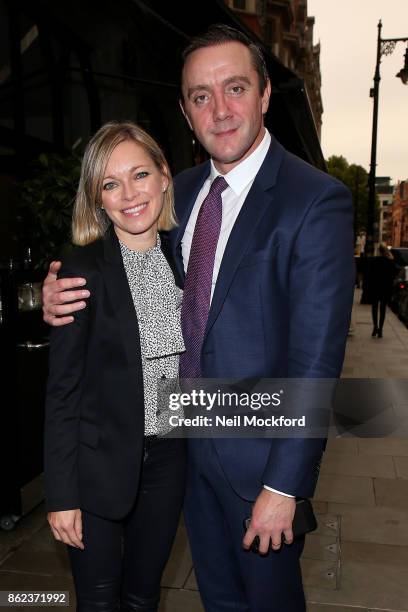 Peter Serafinowicz and Sarah Alexander celebrate David Walliams receiving an OBE with a lunch with at Scott's restaurant in Mayfair sighting on...