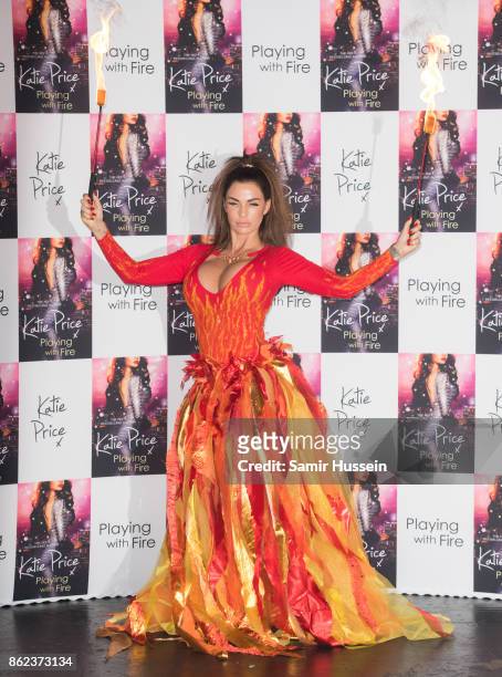 Katie Price attends a photocall for her new novel 'Playing With Fire' at The Worx Studio's on October 17, 2017 in London, England.