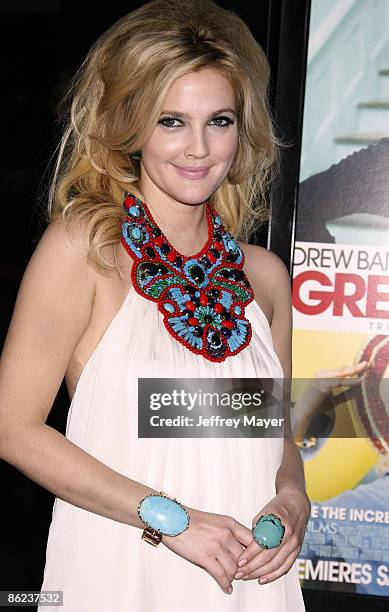 Actress Drew Barrymore arrives at the Los Angeles premiere of "Grey Gardens" at Grauman's Chinese Theater on April 16, 2009 in Hollywood, California.