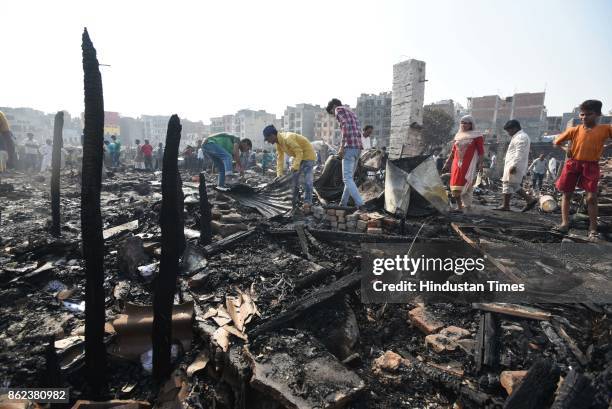 Massive fire breaks out around 11:00 AM at Jamia Nagar near Batla House, injuring two women, three children and many domestic animals and four bikes...