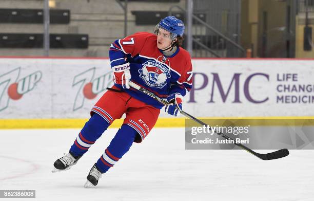 Mike Hardman of the Des Moines Buccaneers skates during the game against the Youngstown Phantoms on Day 4 of the USHL Fall Classic at UPMC Lemieux...