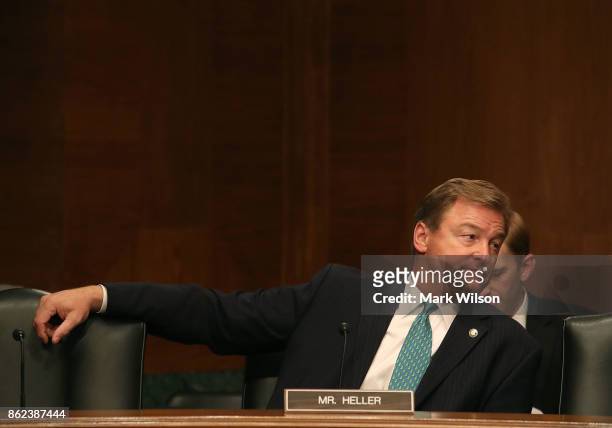 Sen. Dean Heller participates in a Senate Banking, Housing and Urban Affairs Committee hearing on "Consumer Data Security and the Credit Bureaus" on...
