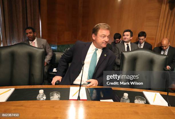 Sen. Dean Heller participates in a Senate Banking, Housing and Urban Affairs Committee hearing on "Consumer Data Security and the Credit Bureaus" on...