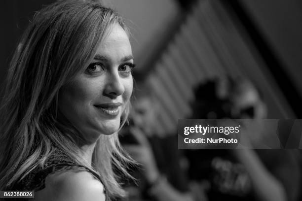 Actress Marta Hazas attends the 'Merkal, The Show' event at Gymage theatre on October 17, 2017 in Madrid, Spain.