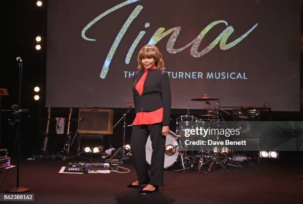 Tina Turner poses at a photocall for "Tina: The Tina Turner Musical" at The Hospital Club on October 17, 2017 in London, England.