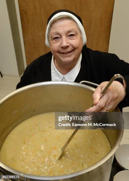 Catholic nuns open pop-up Shoreditch restaurant 'NUNdos' offering 'food for the soul' at White Rabbit on October 17, 2017 in London, England. The...