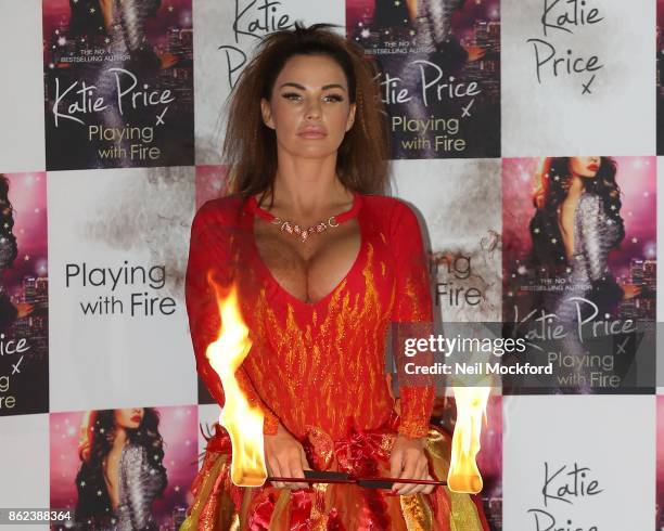 Katie Price photocall for her new novel 'Playing With Fire' at The Worx Studio's on October 17, 2017 in London, England.