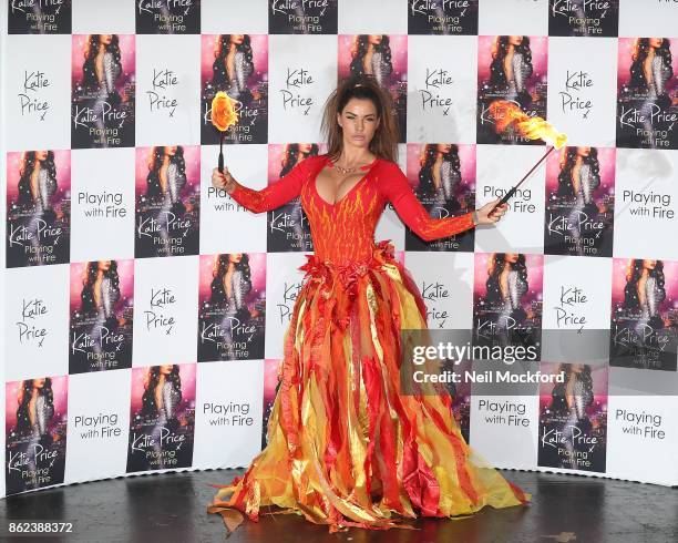 Katie Price photocall for her new novel 'Playing With Fire' at The Worx Studio's on October 17, 2017 in London, England.