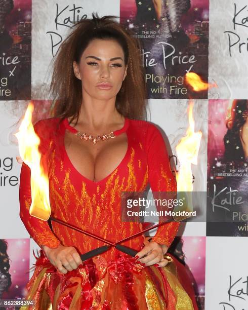 Katie Price photocall for her new novel 'Playing With Fire' at The Worx Studio's on October 17, 2017 in London, England.