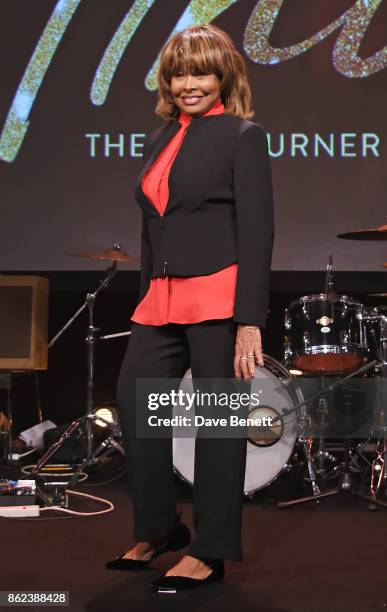 Tina Turner poses at a photocall for "Tina: The Tina Turner Musical" at The Hospital Club on October 17, 2017 in London, England.