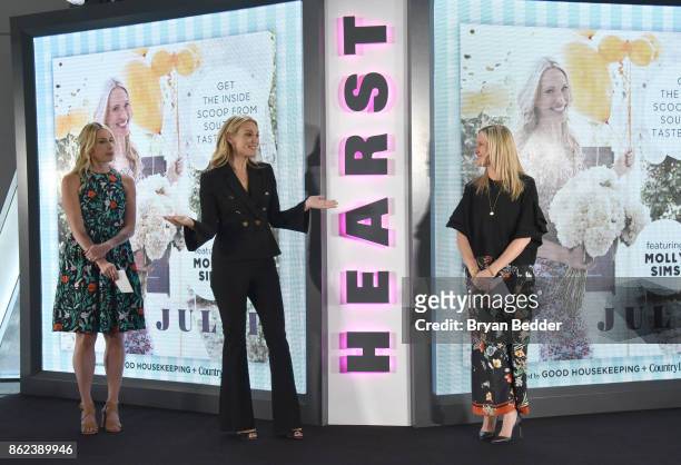 Editor in Chief Country Living Rachel Barrett, Molly Sims and Editor in Chief Good Housekeeping Jane Francisco speak onstage at Hearst Magazines'...