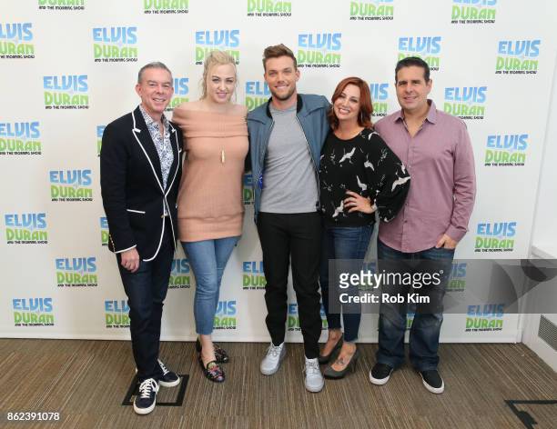 Elvis Duran, Bethany Watson, JOHN.k, Danielle Monaro and Skeery Jones pose for a group photo at "The Elvis Duran Z100 Morning Show" at Z100 Studio on...