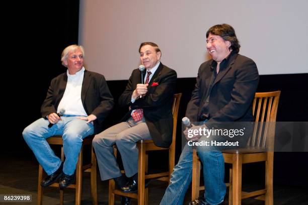 In this handout image provided by Walt Disney Studios, Gregory V. Sherman, Richard M. Sherman and Jeffrey C. Sherman attend the world premiere...