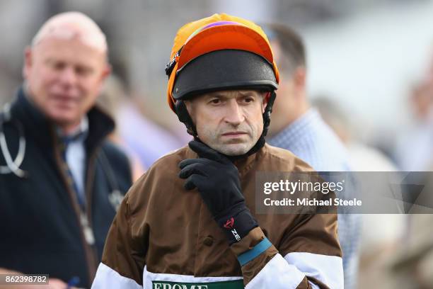 Jockey Andrew Thornton ahead of his ride on Kentford Myth following his return to the saddle after a ten month injury lay off at Worcester Racecourse...