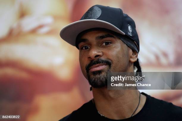 Daivd Haye looks on during the Hayemaker Ringstar Media Workout on October 17, 2017 in London, England.