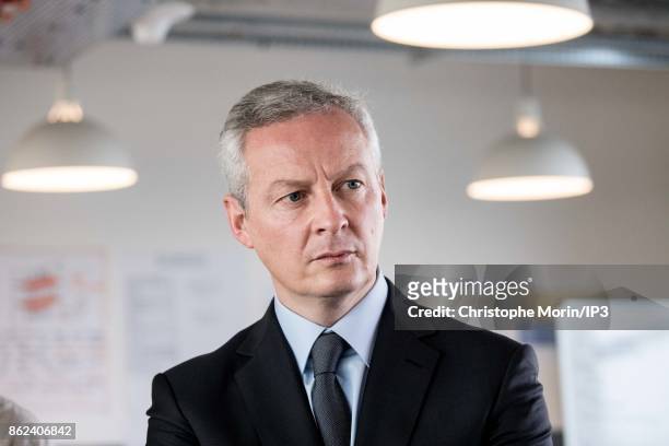 French Economy Minister Bruno Le Maire inaugurates the Digital Factory by Thales with Thales CEO Patrice Caine on October 17, 2017 in Paris, France....