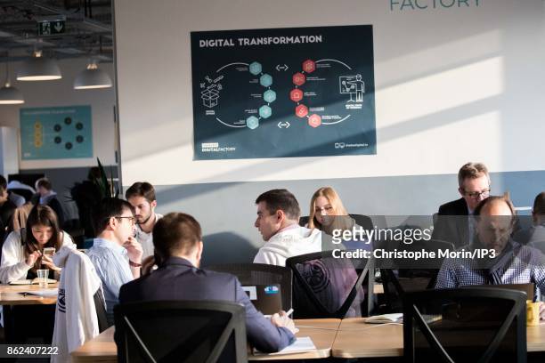 Work atmosphere during the inauguration of the Digital Factory by Thales with French Economy Minister Bruno Le Maire and Thales CEO Patrice Caine on...