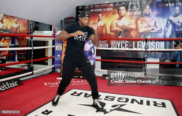 Michael Page trains during the Hayemaker Ringstar Media Workout on October 17, 2017 in London, England.