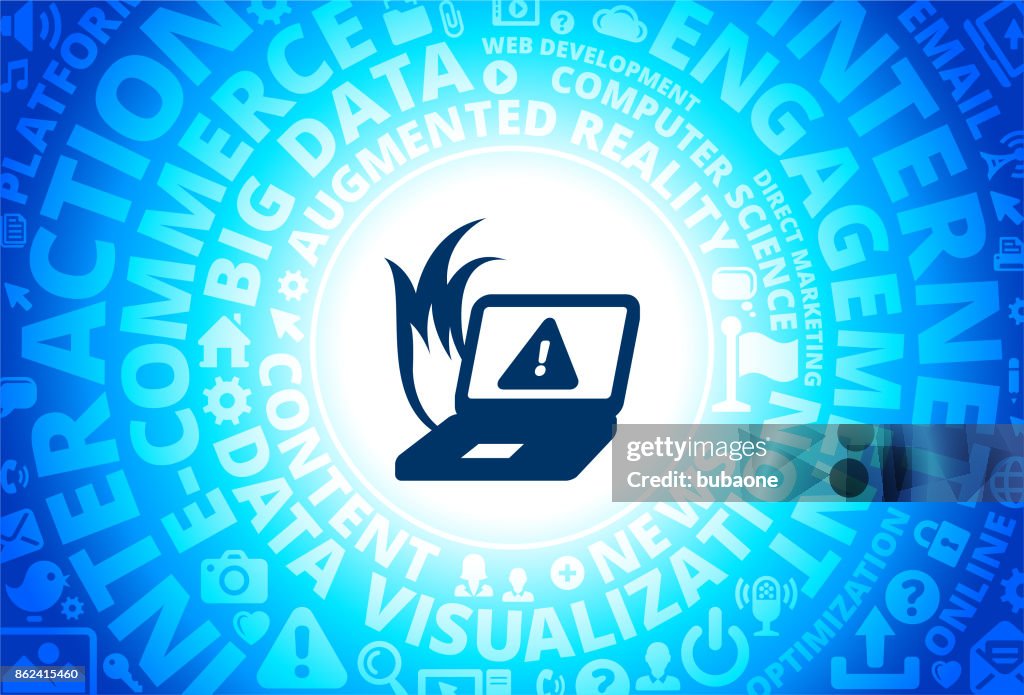 Computer Overheating Icon on Internet Modern Technology Words Background