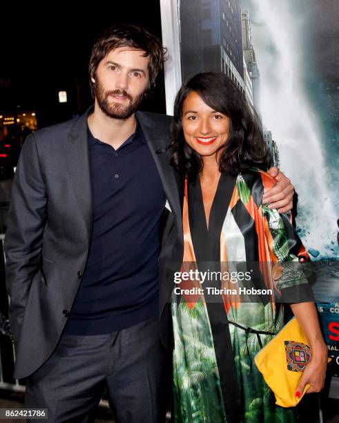 Jim Sturgess and Dina Mousawi attend the premiere of Warner Bros. Pictures 'Geostorm' at TCL Chinese Theatre on October 16, 2017 in Hollywood,...