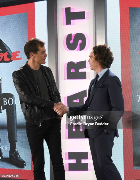 Michael Shannon and Jay Fielden speak onstage at Hearst Magazines' Unbound Access MagFront at Hearst Tower on October 17, 2017 in New York City.