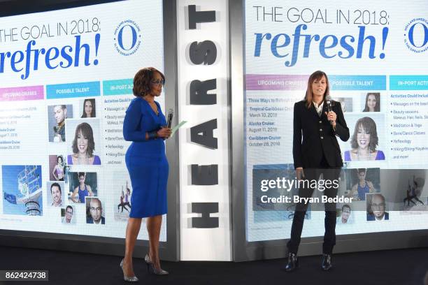 Gayle King and Lucy Kaylin speak onstage Hearst Magazines' Unbound Access MagFront at Hearst Tower on October 17, 2017 in New York City.
