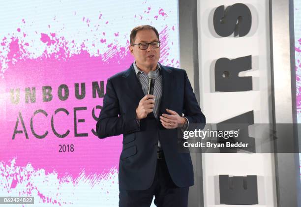 President Hearst Magazine David Carey speaks onstage at Hearst Magazines' Unbound Access MagFront at Hearst Tower on October 17, 2017 in New York...