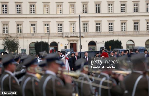 President of Turkey, Recep Tayyip Erdogan visits the Tomb of the Unknown Soldier in Warsaw, Poland on October 17, 2017.