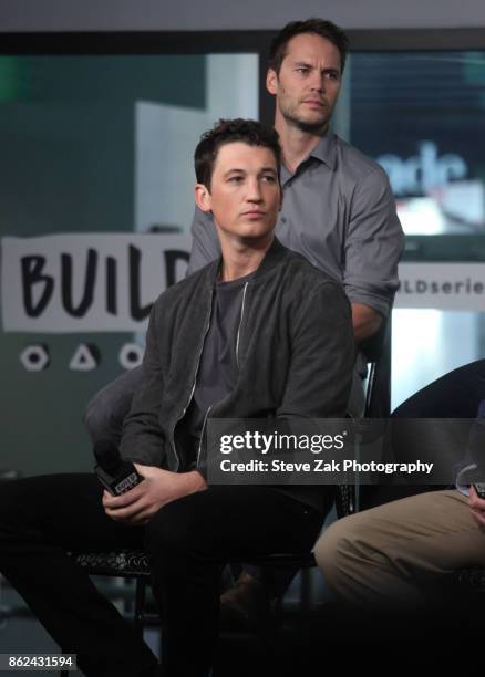 Miles Teller and Taylor Kitsch attend Build Series to discuss "Only The Brave" at Build Studio on October 17, 2017 in New York City.