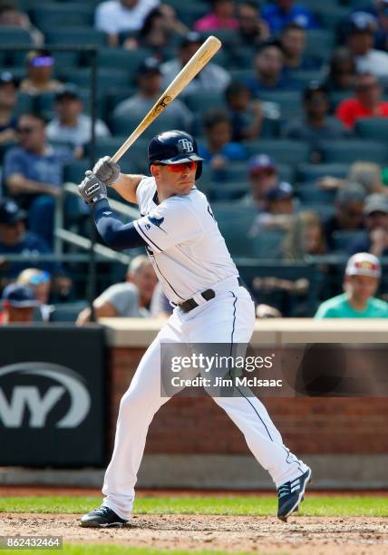 Danny Espinosa of the Tampa Bay Rays in action against the New York Yankees at Citi Field on September 13, 2017 in the Flushing neighborhood of the...